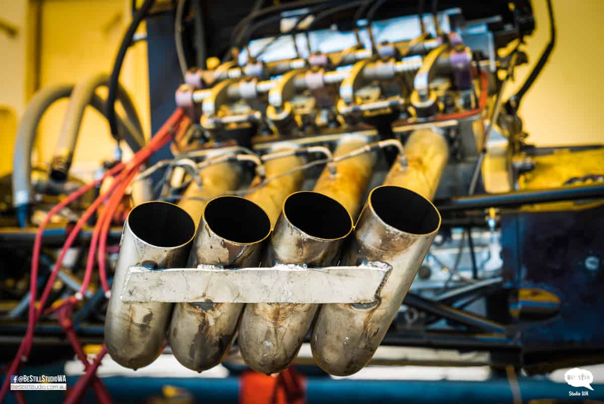 Engine block of aero flow Emma Begley funny car