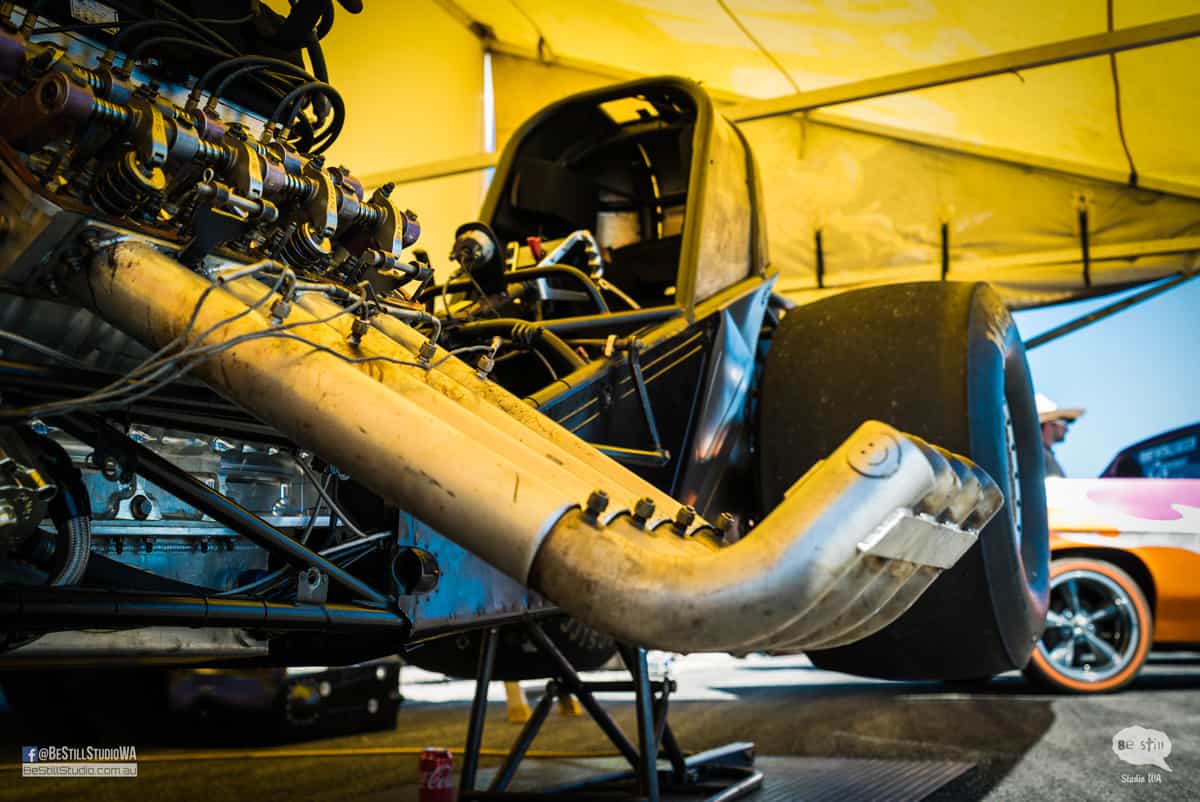 Engine block of aero flow Emma Begley funny car