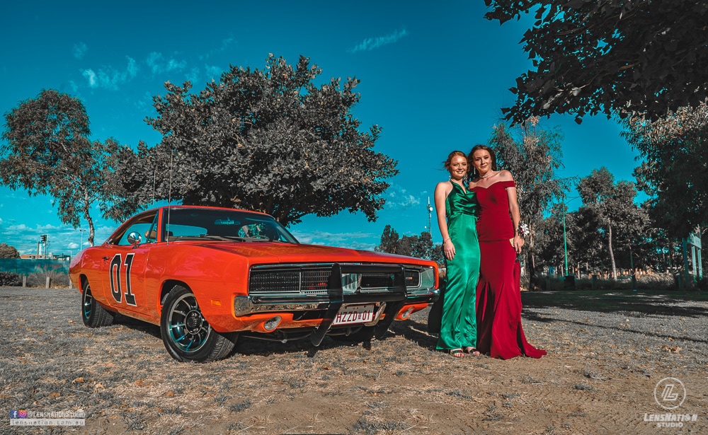 Dukes of Hazzard Dodge Charger General lee Model Fashion Photoshoot