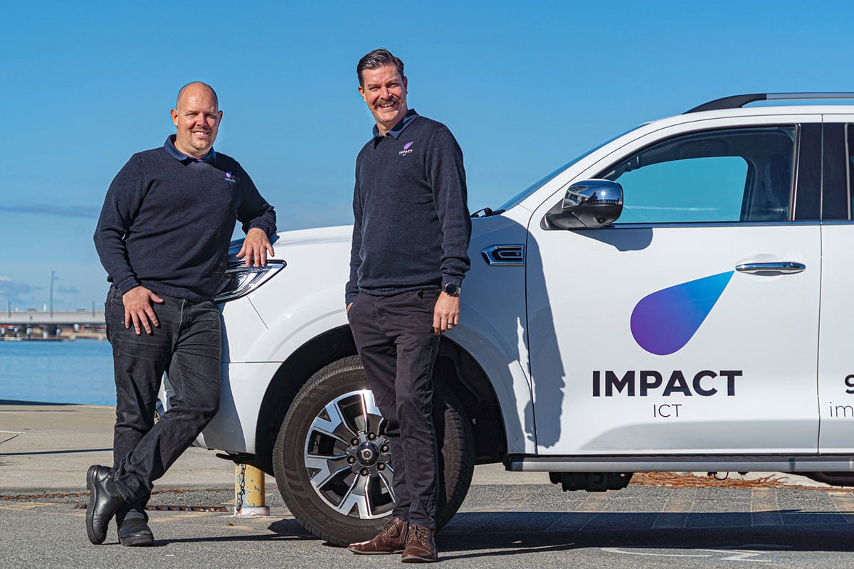 IT company owners with company vehicle photography Mandurah
