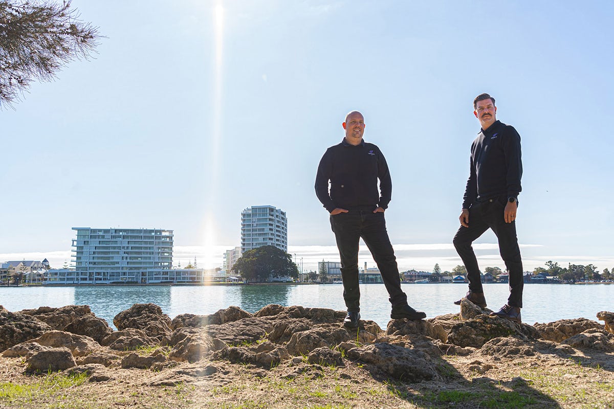 Company owners posing at mandurah foreshore photography Mandurah