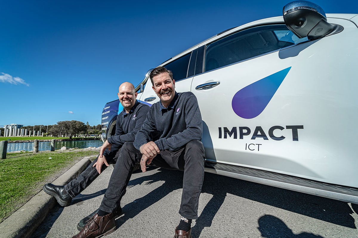 IT company owners with company vehicle photography Mandurah