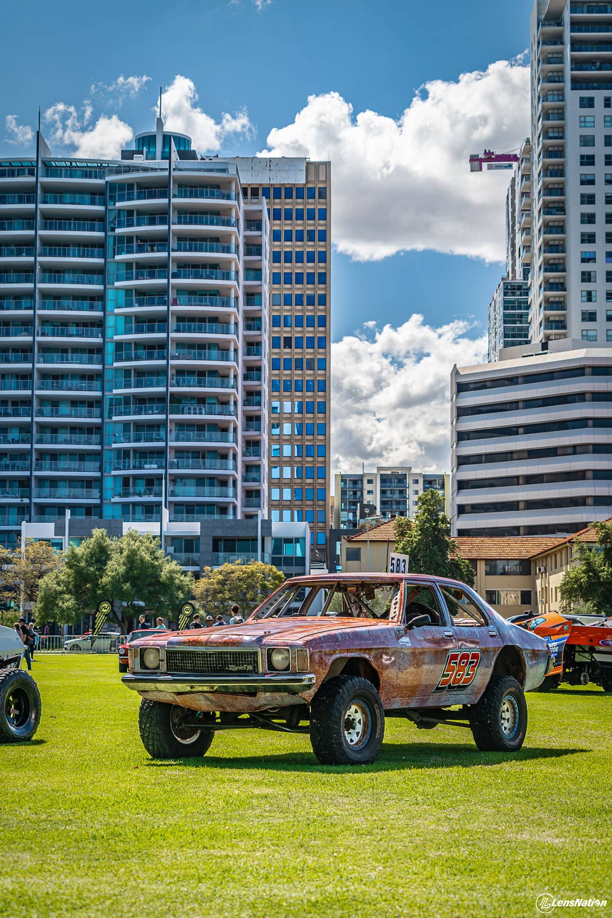 Kingswood in front of the Perth city skyline