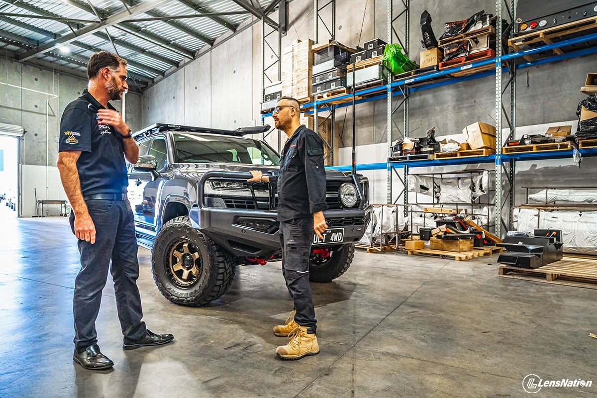 Candid shot of Landcruiser 300 Ultimate 4WD being prepared for photoshoot