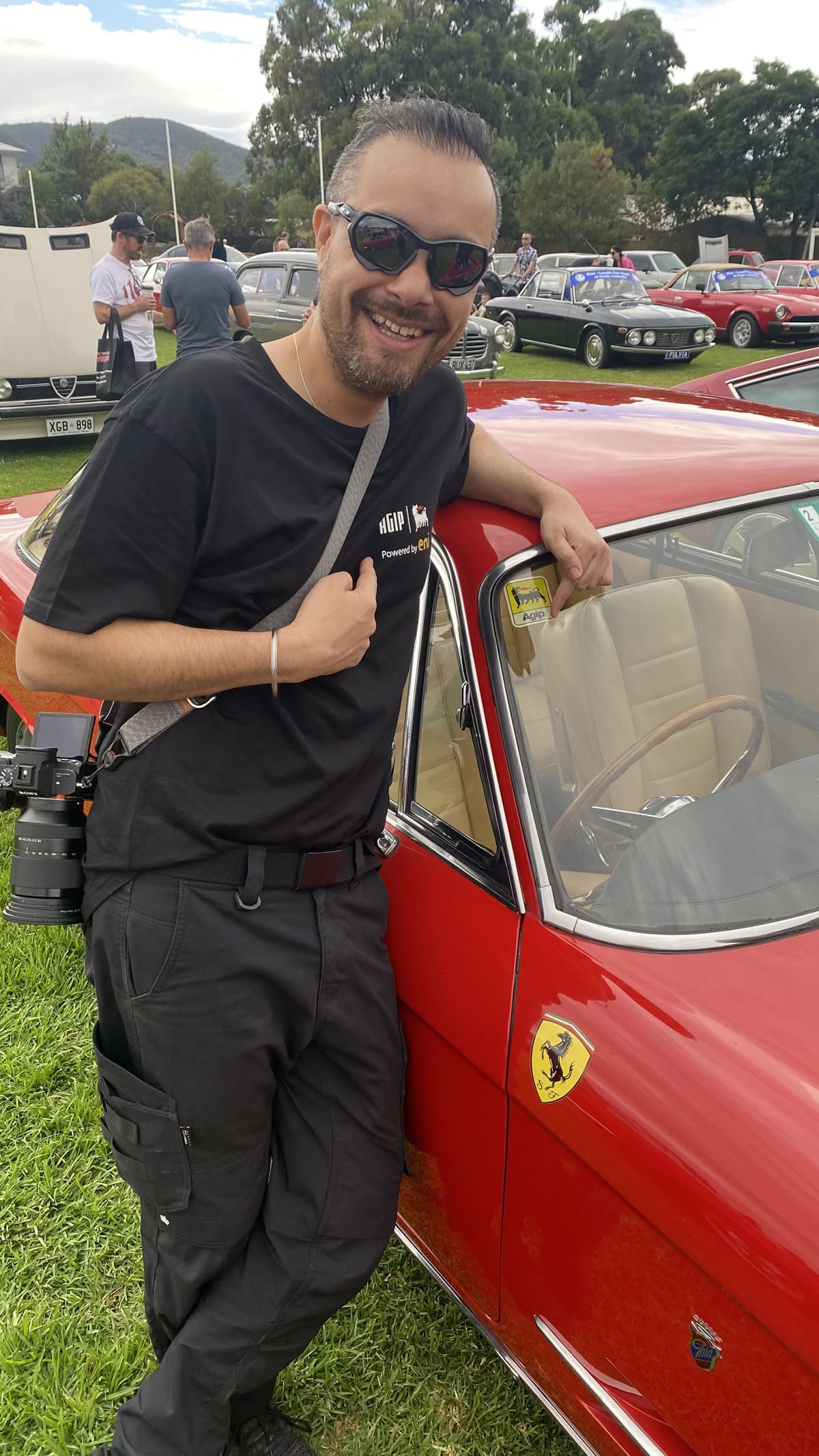 Agip sticker on a Ferrari and my t Shirt
