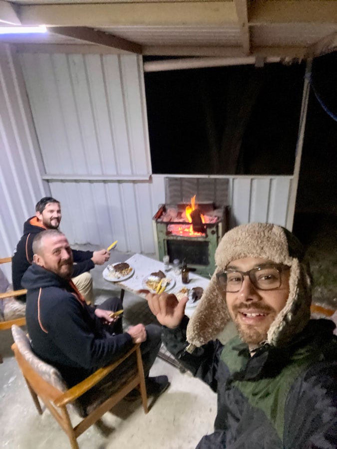 Dinner at campfire after the shoot