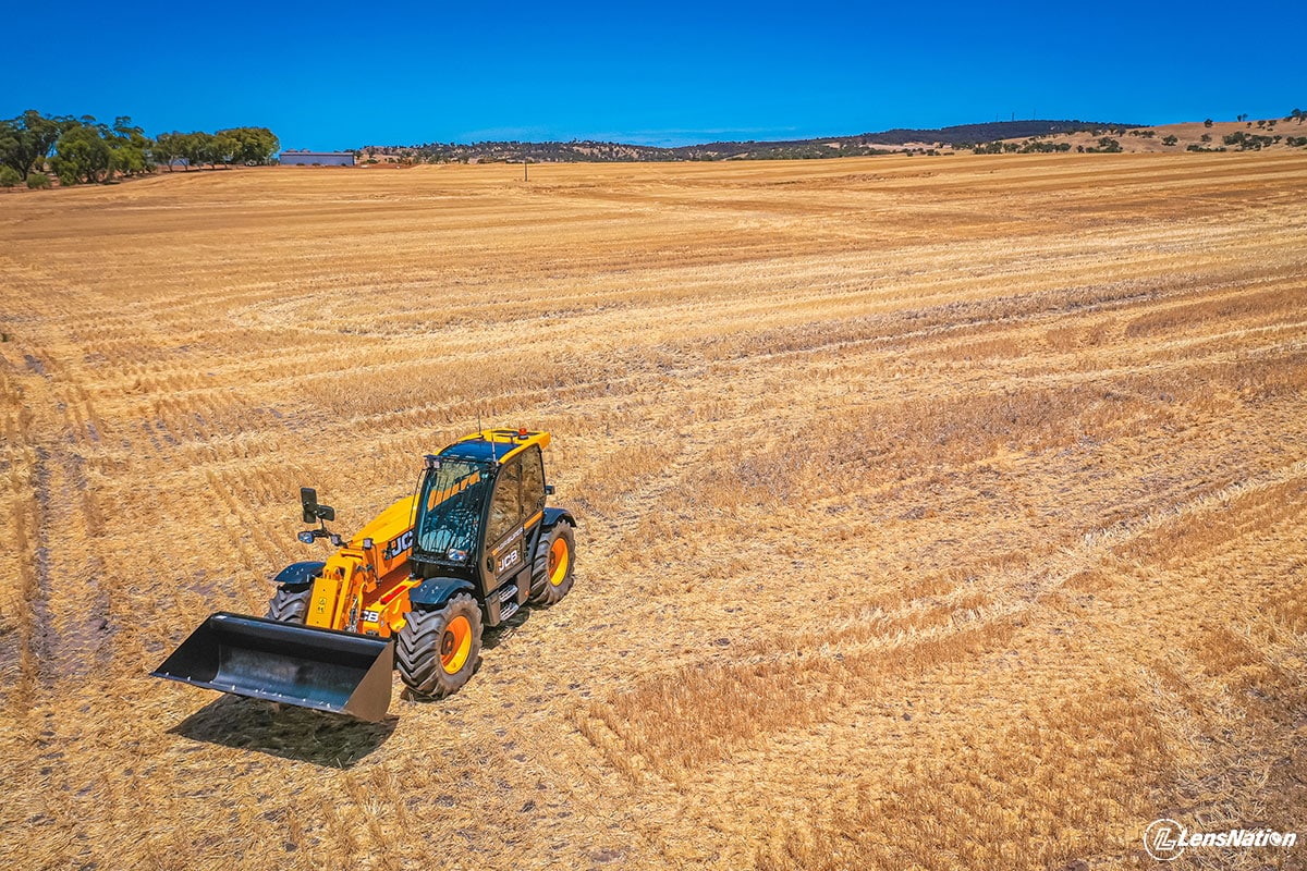 JCB Loadall In wheat feild Drone Photo