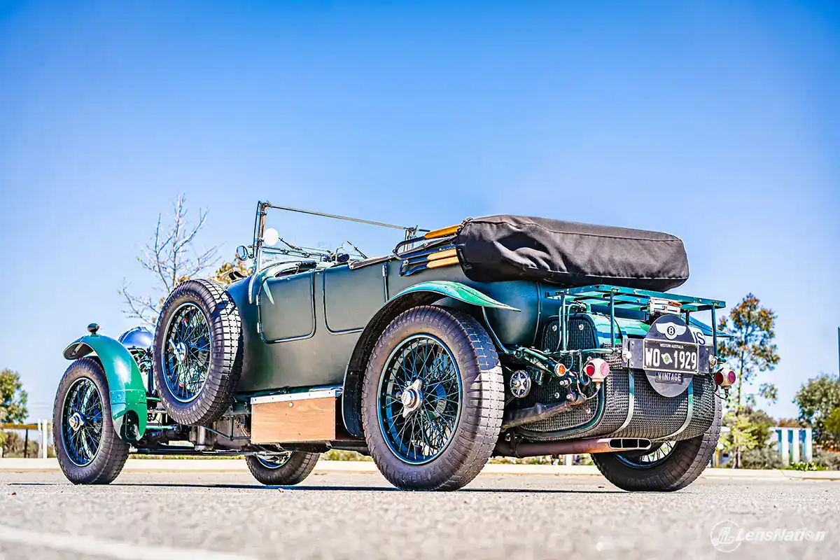 Rear view of Bentley 1929 4½‑Liter highlighting polished front grille
