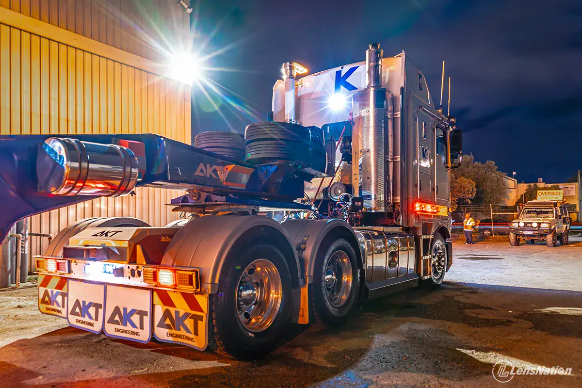 Heavy haulage truck leaving Perth for Pilbara mining operations