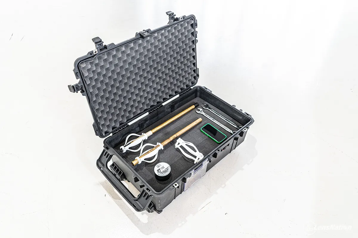 Mining equipment in a pelican case photographed at angle for product marketing