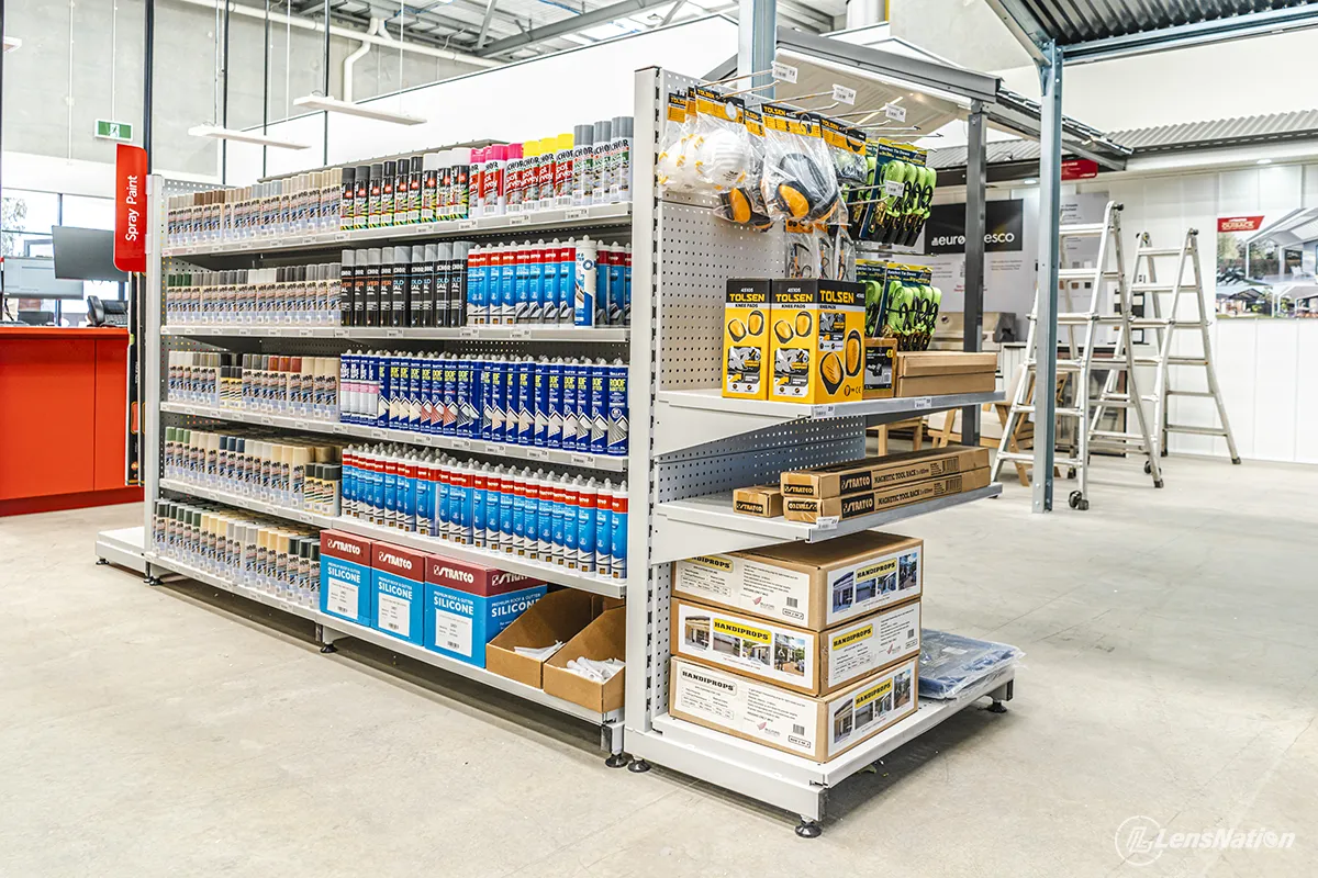 Interior commercial photography highlighting the shopping experience at Stratco Neerabup