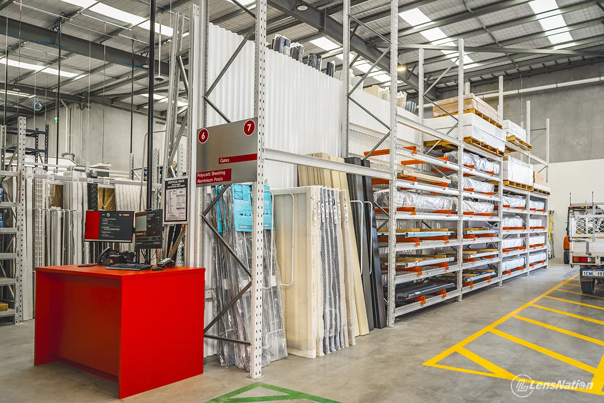 Organised retail shelving and product presentation inside Stratco Neerabup