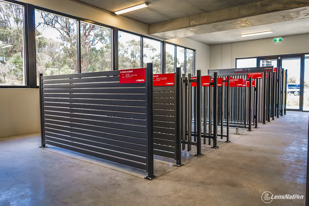 Interior photography capturing the spacious layout of the Stratco Neerabup showroom