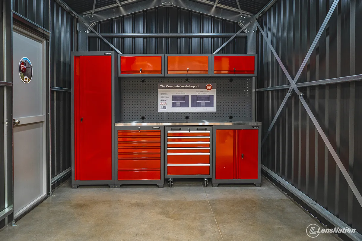 Commercial photography showcasing product displays inside the Stratco retail showroom