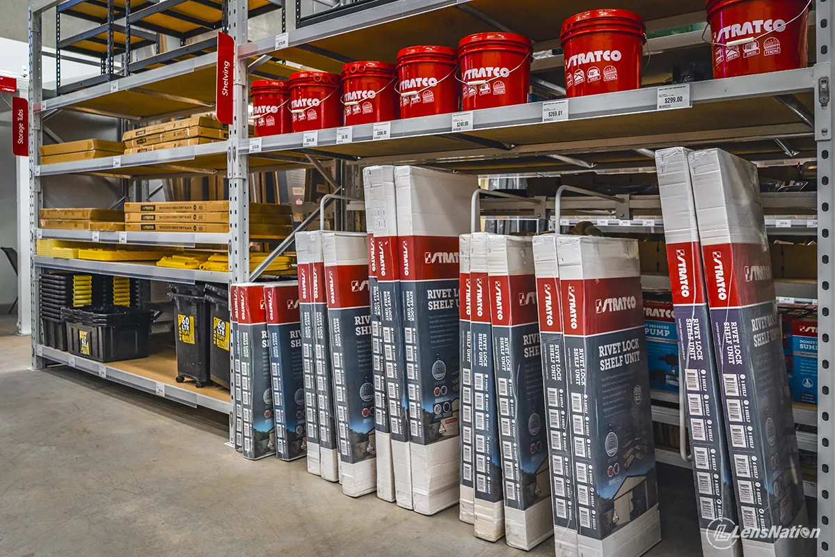 Wide-angle interior photograph of the Stratco store in Neerabup, Perth