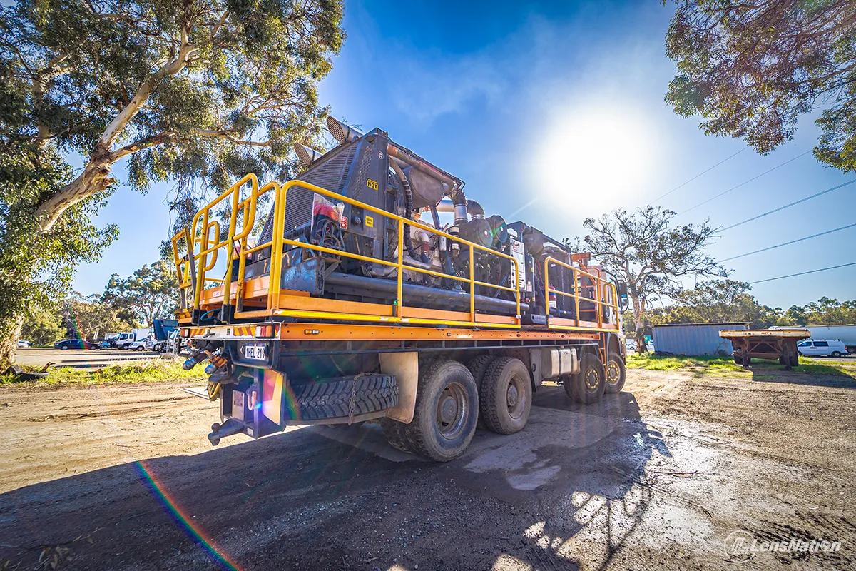 Mining Air Compressor truck in yard for the photoshoot