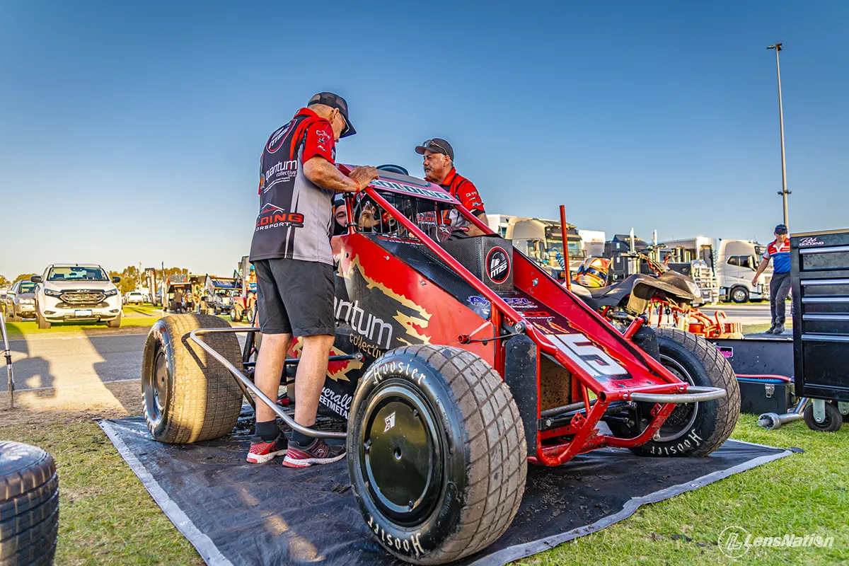 Close-up detail of a Golding Motorsports Speedcar at a WASDA racing event