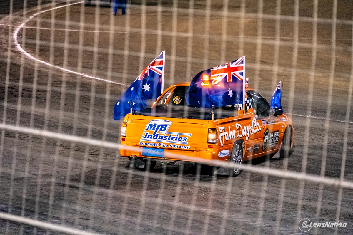 Holden ute that starts the race photographed at Perth Motorplex